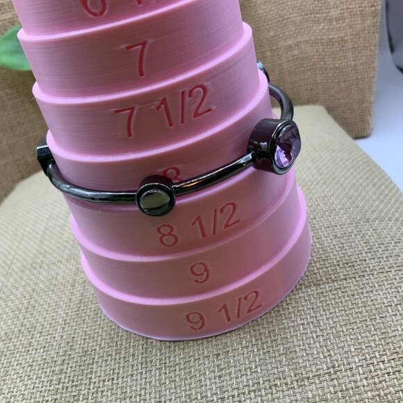 Chico's Purple Pink Rhinestone Bangle Gunmetal Gray Bracelet - Picture 5 of 5